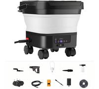 Pulitore ad alta pressione portatile da 300 W con secchio d'acqua pieghevole con ruote da 12 litri, display digitale intelligente, pressione regolabile a sette velocità, 14 pompe a doppio pistone