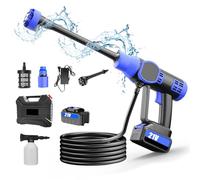 Pulitore ad alta pressione senza fili, idropulitrice ad alta pressione 200 bar, ugello 6 in 1 multifunzione, portata massima di getto fino a 10 metri, per auto e terrazza