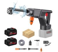 Pulitore ad alta pressione sulla batteria, pulitore ad alta pressione senza fili portatile con accessori, ugello multifunzione 6 in 1, ideale per auto casa giardino (2 batterie)