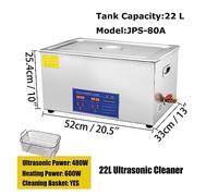 Pulitore ad ultrasuoni 2L 3L 6L 10L 15L 22L 30L Timer digitale Bagno in acciaio inossidabile Occhiali for gioielli Macchina for la pulizia dell'orologio(22L)
