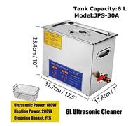 Pulitore ad ultrasuoni 2L 3L 6L 10L 15L 22L 30L Timer digitale Bagno in acciaio inossidabile Occhiali for gioielli Macchina for la pulizia dell'orologio(6L liquefied/natural gas)