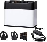 Pulitore automatico per portafiltro, pulitore elettrico per fondi di caffè con 4 spazzole e tergipolvere, avvio con un solo pulsante per manico per espresso da 58 mm(White)