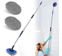 Pulitore da parete, Max 66 '' Mocio da parete con manico lungo, mocio per polvere a soffitto con asta di estensione del gomito a 15 °, spazzola per pulire la polvere del battiscopa, spazzola per la