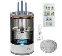 Pulitore e asciugatrice automatico per pennelli da trucco, ricaricabile tramite USB, portatile e facile da usare, nero con un solo pulsante