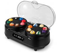 Pulitore e lucidante automatico per palline da biliardo e snooker, nero | Pulitore elettrico a doppio motore con dischi in feltro di lana, comandi touch e conto alla rovescia LCD