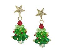 Pulitore Esame Strumenti Kit Handmade Beaded Green Christmas Tree Dangle Earrings Cute Bow Xmas Tree Earrings Jewelry For Festival New Year Compatibile con la macchina Astuccio portagioie, Taglia