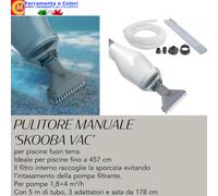 Pulitore Fondale Piscina FuoriTerra Con 3 Adattatori Asta Da 178 cm 5 M di Tubo