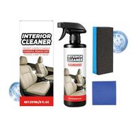 Pulitore Interni Auto | Detergente Spray Sedili Auto con Strofinaccio e Spugna | 237ml Spray Rinfrescante Interni per Sedili in Pelle Cruscotto Console Porte