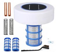 Pulitore Ionizzatore Solare per Piscina, Purificatore Galleggiante a Ioni di Rame e Argento con Spazzola - Aiuta a Ridurre l’Uso di Cloro per Piscine Fuori Terra, Interrate, Spa e Vasche Idromassaggio