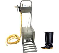 Pulitore per Calzature con Spazzole a 3 Lati e Pistola ad Acqua | Macchina automatica con spazzole a 3 lati, spruzzo d'acqua, Perfetta per esterni e allevamenti