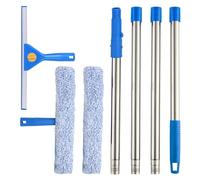 Pulitore per finestre 1,5 m con manico 35 cm e lavavetri 38 cm, set professionale per pulizia vetri, doccia e porte in vetro