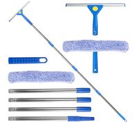 Pulitore per Finestre con Manico Telescopico, Tergivetri Doccia con Manico Estensibile, Set per la Pulizia di Finestre, Doccia, Vetro e Specchio