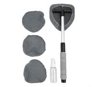 Pulitore per finestrini auto con manico retrattile e testa girevole a 180°, kit di strumenti per la pulizia del parabrezza per auto, camion, SUV e camper, interni ed esterni in vetro (grigio)