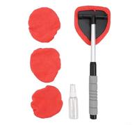 Pulitore per finestrini auto con manico retrattile e testa girevole a 180°, kit di strumenti per la pulizia del parabrezza per auto, camion, SUV e camper, interni ed esterni in vetro (rosso)