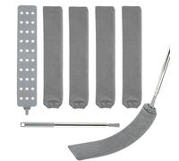 Pulitore per la polvere retrattile con 4 panni lavabili, spolverino in microfibra, spolverino estensibile con asta telescopica in acciaio inox, scopa angolare in microfibra