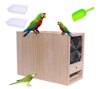 Pulitore per Mangime per Uccelli In Legno, Vaglio Elettrico per Cereali con 2 Vassoi | Macchina per Spaccare Gusci Soffiati per la Pulizia di Miglio e Cereali Vari