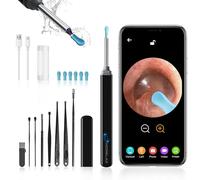 Pulitore per orecchie WiFi Morelax 1080P, otoscopio impermeabile IP67 con fotocamera a 360°, endoscopio auricolare con 6 LED per iPhone, Android, iPad, adulti, bambini e animali domestici (Nero)