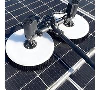 Pulitore per pannelli solari con asta telescopica regolabile e spazzola rotante a doppia testa per manutenzione fotovoltaica su larga scala