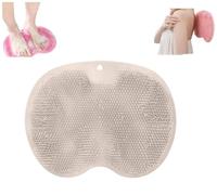 Pulitore per piedi e schiena per la doccia - Tappetino massaggiante in silicone con ventose - Tappetino massaggiante e spazzola per piedi - tappetino antiscivolo (Marrone.)