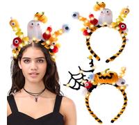 Pulitore per pipa per fai da te, Halloween, set fai da te con fasce per capelli, catena luminosa a LED, occhi oscillanti, pulitore per pipa per bricolage, per Halloween, fai da te