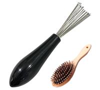 Pulitore per spazzola per capelli - Spazzola a pettine con manico in legno, rastrello per la pulizia dei capelli