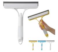 Pulitore per vetri 3 in 1 con flacone spray e lavavetri a doppio bordo, per auto, casa, vetro e piani di lavoro in vetro (blu)