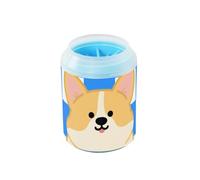 Pulitore portatile per zampe di cane con griglia bianca e blu con spazzola in silicone morbido, pulisce delicatamente le zampe dopo le passeggiate