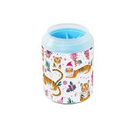 Pulitore portatile per zampe di tigri, fucsia, con morbida spazzola massaggiante, per cani e gatti, colore: bianco