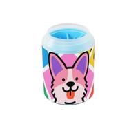 Pulitore riutilizzabile per zampe di cani carini cartoni animati con griglia colorata Pop Art con spazzola in silicone morbido per la pulizia dei piedi per cani di piccola taglia media e razze di