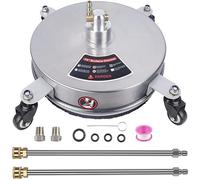 Pulitore Superfici 15 Pollici per Idropulitrice: 4 Ruote, Doppio Ugello, Rotazione 360° | 4000 PSI | Attacco Rapido 1/4" | Acciaio Inox per Terrazze, Strade e Pavimenti