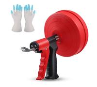 Pulitore Tubi a Spirale, Sbocco di fogna Con Guanti e Borsa di Conservazione, Spirale di Drenaggio Professionale per la Pulizia Tubi da Cucina/Bagno/Lavandino/Vasca(10M) (Red)