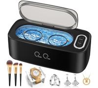 Pulitore ultrasonico per gioielli, macchina pulitore ultrasonico 48kHz per occhiali, gioielli, anelli, cinturino per orologio, protesi, doppie modalità di pulizia e serbatoio in acciaio inossidabile