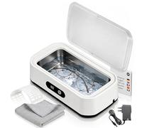 Pulitore Ultrasuoni 49kHz Professionale 650ml - Ultrasonic Cleaner per Occhiali, Gioielli, Protesi e Orologi, Vaschetta Inox con Supporto e Panno XXL (30x30cm), 5 Timer, Touch Screen