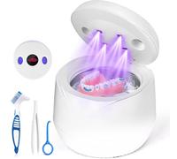Pulitore Ultrasuoni Dentale con Luce UV, Vankarr 45000Hz 25W Portatile Dental Pod per Morsetti, Protesi, Allineatori e Ritenzioni - 4 Lampade UV-C, 200ml, Bianco