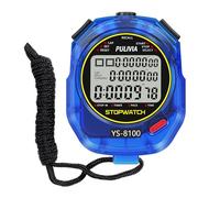 PULIVIA Stopwatch Sports Timer 100 Laps/Splits Digital Stop Watch with Recall Countdown Timer Clock Alarm Calendar Large Display Stop Watch for Coaches Running Sports Training Blue