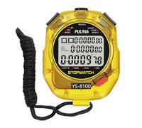 PULIVIA Stopwatch Sports Timer 100 Laps/Splits Digital Stop Watch with Recall Countdown Timer Clock Alarm Calendar Large Display Stop Watch for Coaches Running Sports Training Yellow