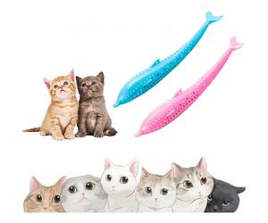 Pulizia dei denti molari del gatto con erba gatta e design creativo a forma di pesce, per ridurre l'ansia da separazione e promuovere un cor