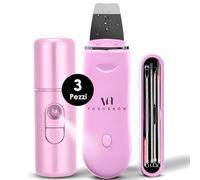 Pulizia Viso Ultrasuoni (set da 3) - Skin Scrubber - RecargableSpatola Professionale - Rimozione punti neri [Bonos] Nebulizzatore e kit di strumenti per l'estrazione - Kit raschietto per il viso