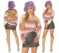 Pull à col rond coloré dégradé arc-en-ciel pour femme 8003 OFFERTA A TEMPO