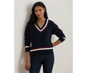 Pull a costine a maniche lunghe con scollo a V Blu XS Tinta unita