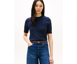 Pull a maniche corte a righe con scollo rotondo Blu M A righe