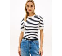 Pull a maniche corte a righe con scollo rotondo Blu XS A righe