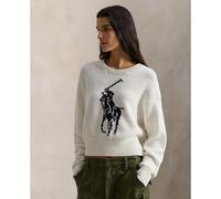 Polo Ralph Lauren - Pull à col rond Big Pony en laine Bianco - Abbigliamento L Bianco