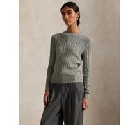 Pull a maniche lunghe con scollo rotondo in maglia a trecce Grigio XL Tinta unita
