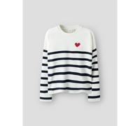 Pull a righe con cuore sul petto Blu 11/12 anni - 144/150 cm A righe