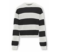 ONLY Kids Kogfranca - Maglione da Bambina L/S a Righe Knt Noos, Cloud Dancer/Stripes:Wide Stripe Black, 146/152 cm