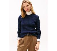 Pull a trecce girocollo a maniche lunghe Blu XS Tinta unita