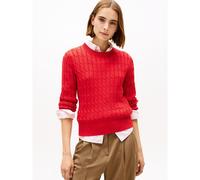 Pull a trecce girocollo a maniche lunghe Rosso S Tinta unita