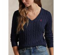 Pull a treccia con scollo a V e maniche lunghe, KIMBERLY Blu XL Tinta unita