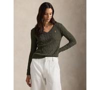 Pull a treccia con scollo a V e maniche lunghe, KIMBERLY Verde XL Tinta unita